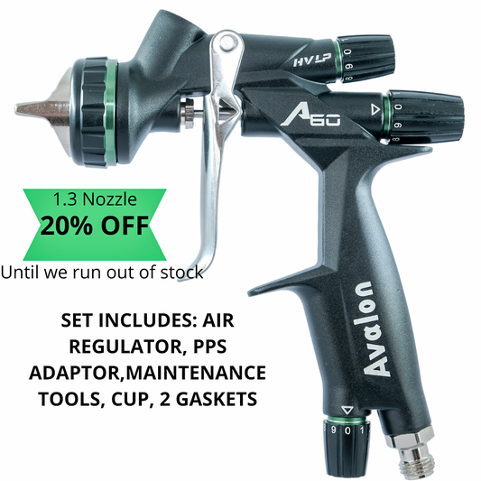 Avalon A-60 HVLP Spray Gun –  U-Split Tip 1.3 mm Base & Clear Coat