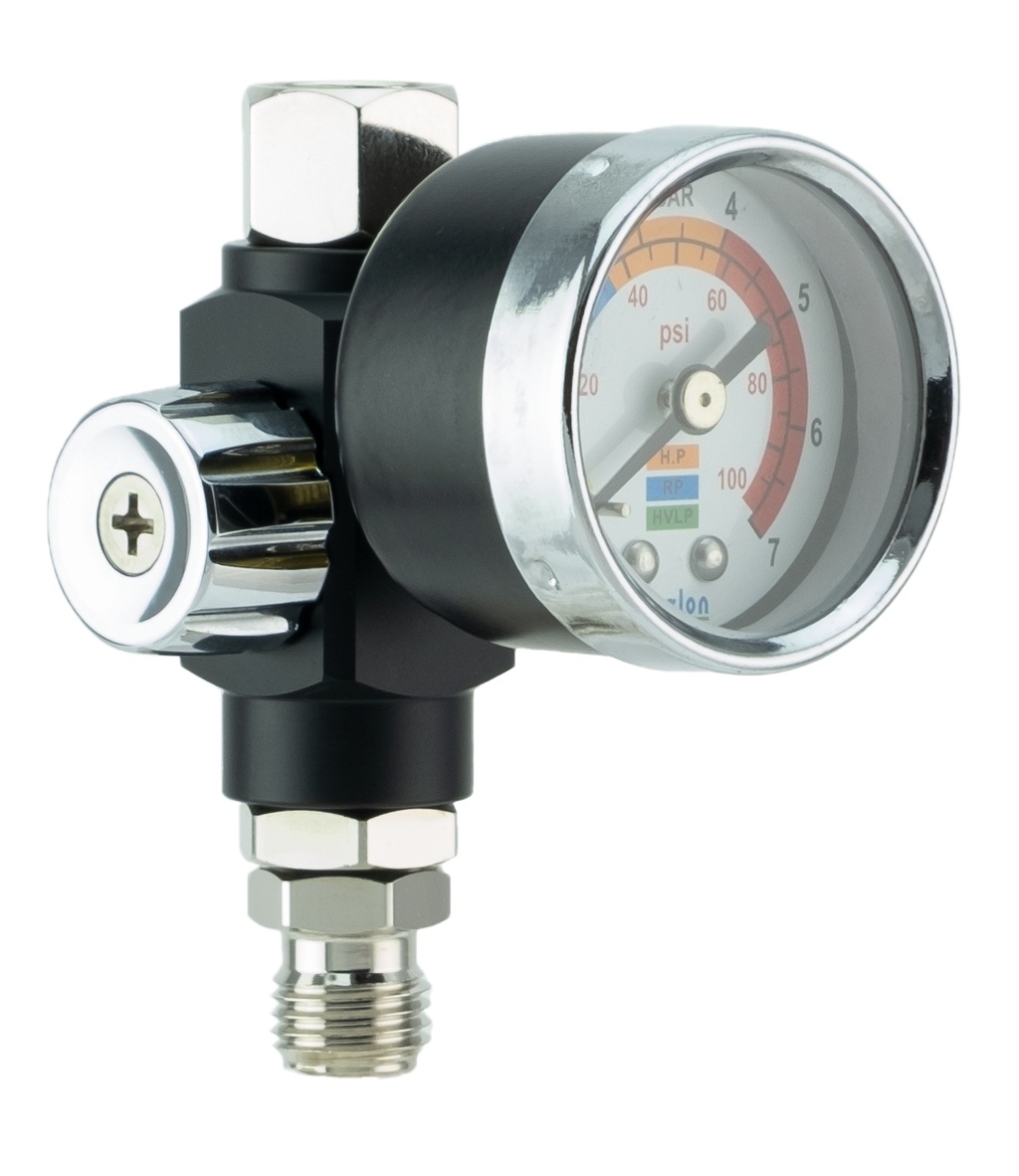 Pressure regulator with gauge on a white background