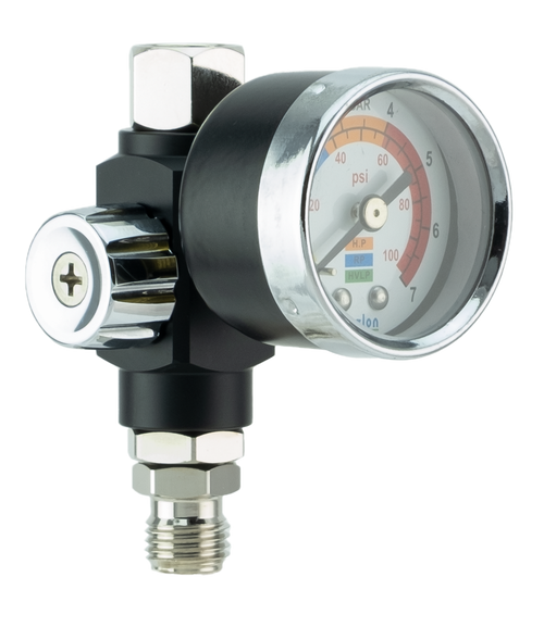 Pressure regulator with gauge on a white background