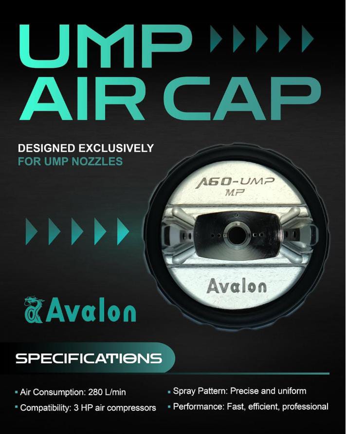 Avalon UMP medium-pressure spray gun 1.3mm
UMP 1.2mm nozzle metallic paint
UMP 1.4mm primer application
UMP 1.5mm high-build filler coverage